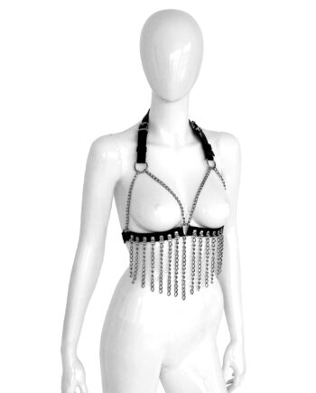 Leather Bra with Chains