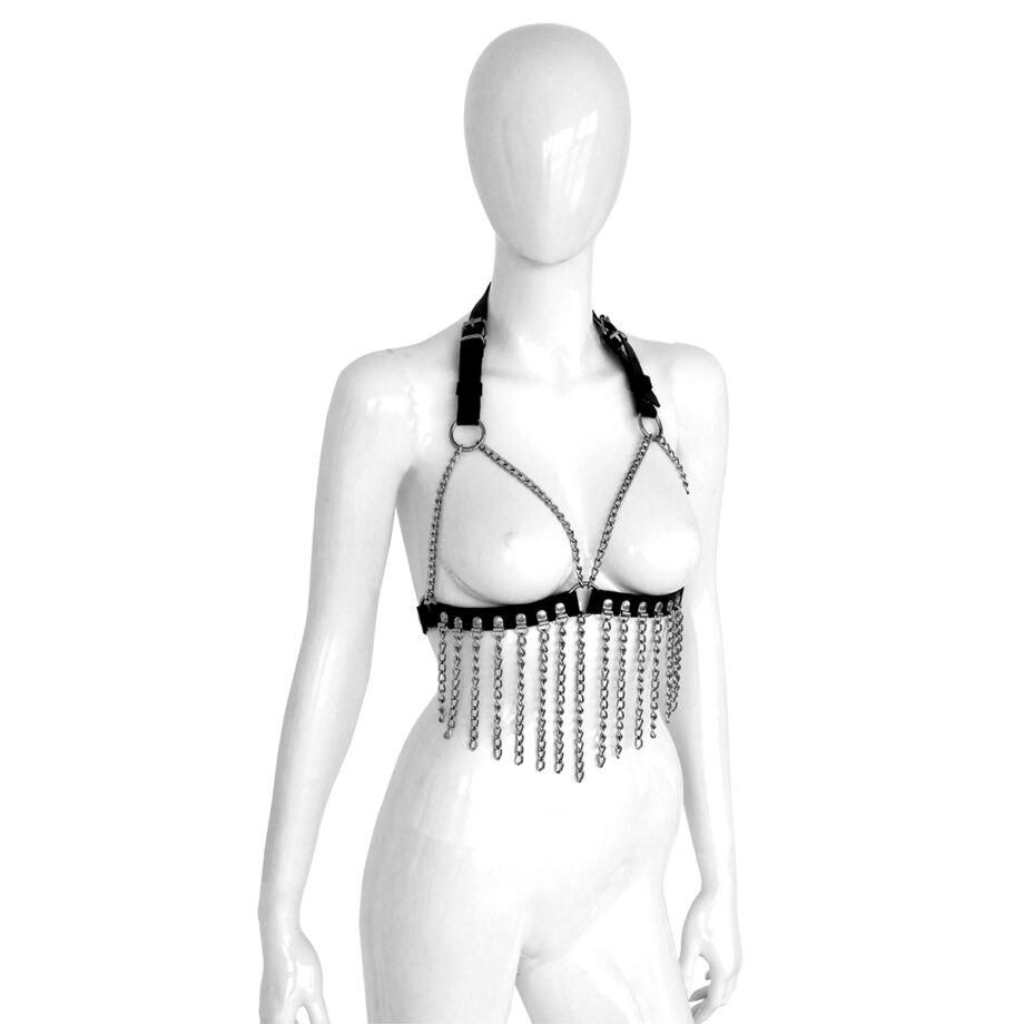 Leather Bra with Chains