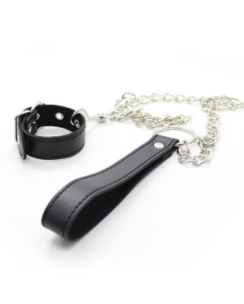 Leather Buckle Ring with Leash