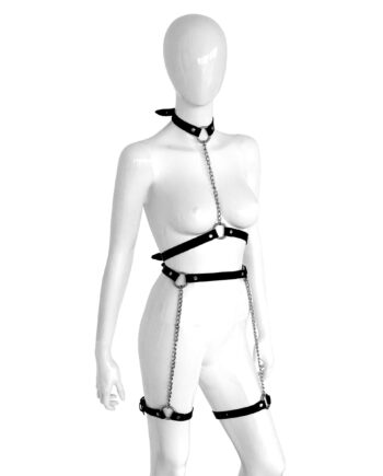 Leather Chain Harness with Leg Straps