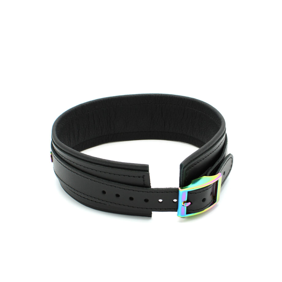 Leather Collar Black Rainbow