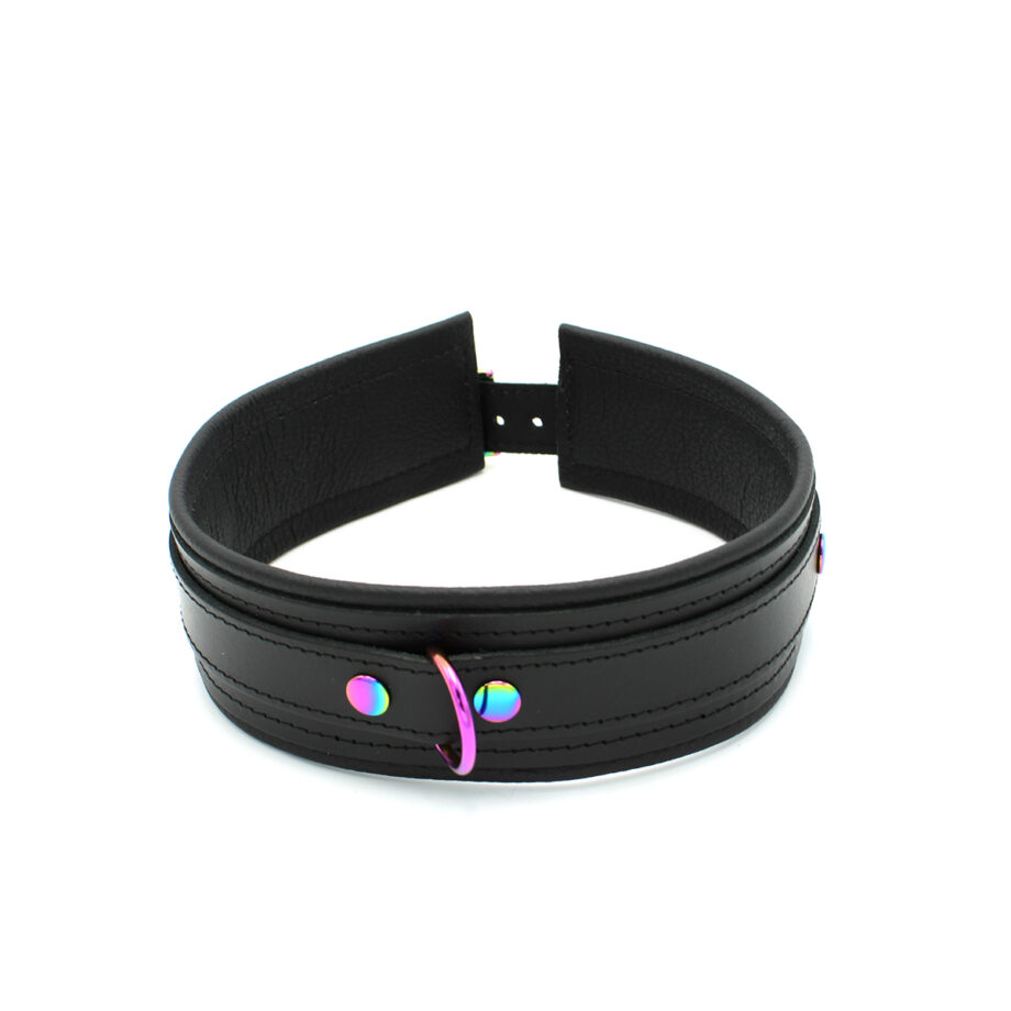 Leather Collar Black Rainbow