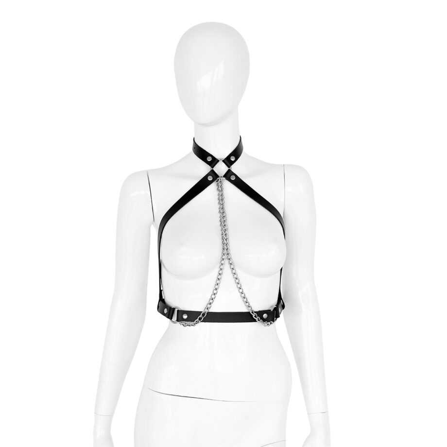 Leather Collar Chest with Chains