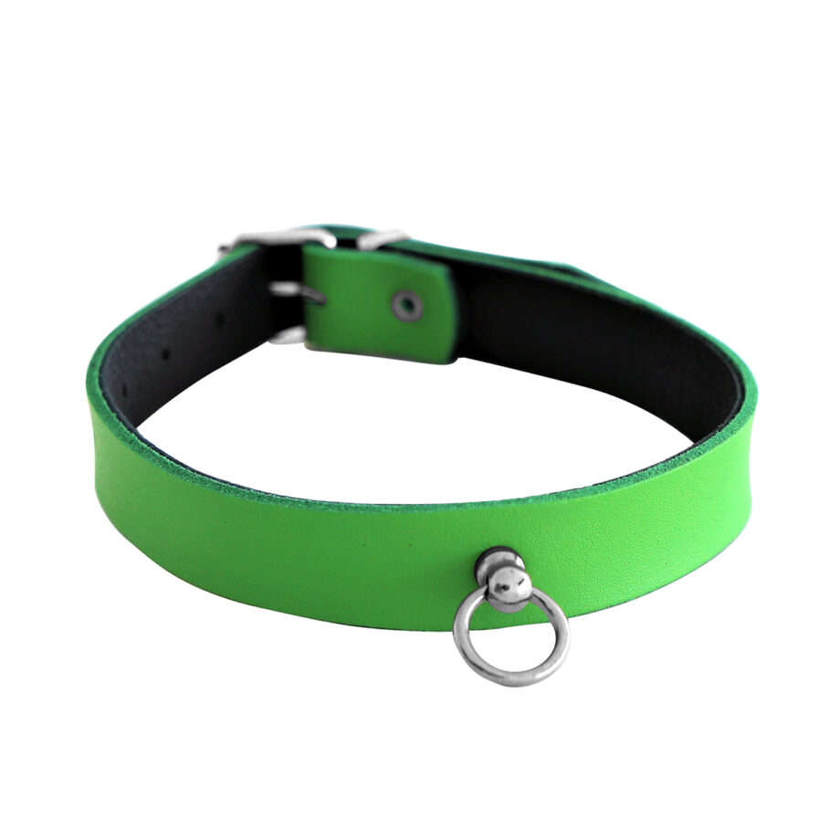 Leather Collar Mini O-Ring Green
