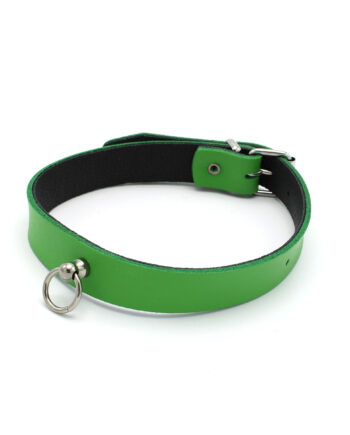 Leather Collar Mini O-Ring Green