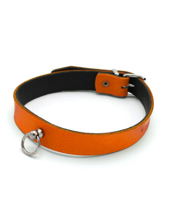 Leather Collar Mini O-Ring Orange
