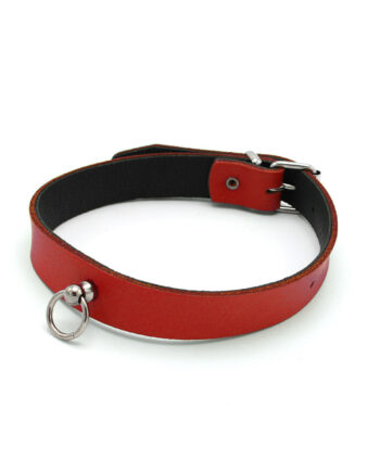 Leather Collar Mini O-Ring Red