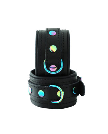 Leather Handcuffs Black Rainbow
