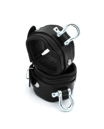 Leather Handcuffs with Metal Shackle