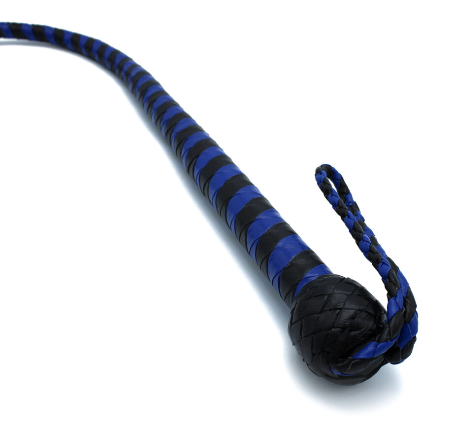 Leather Whip Black & Blue 140 cm