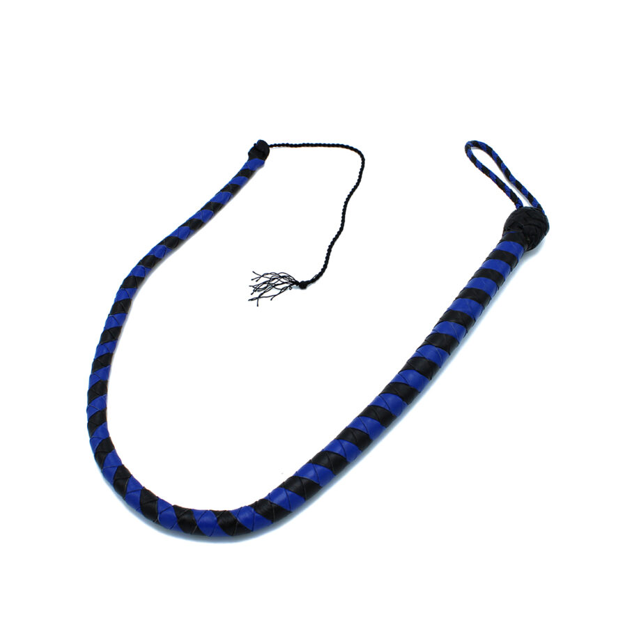 Leather Whip Black & Blue 90 cm