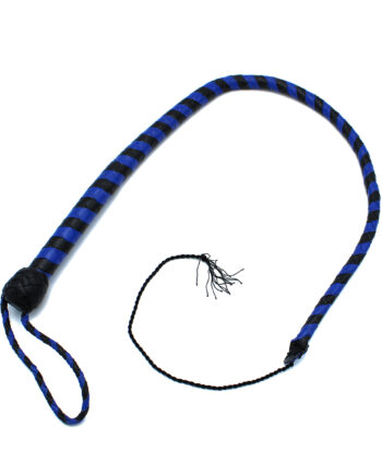Leather Whip Black & Blue 90 cm