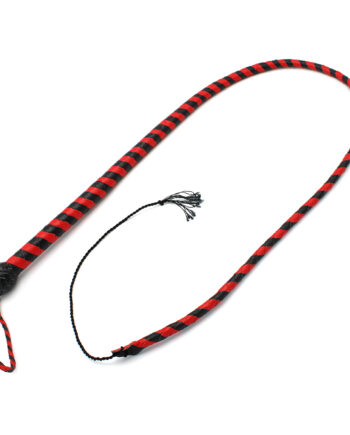 Leather Whip Black & Red 140 cm