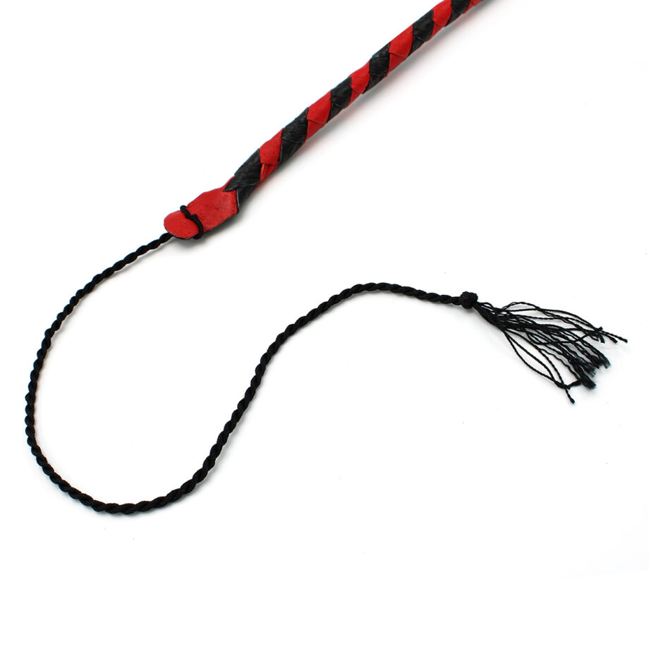Leather Whip Black & Red 140 cm