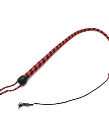 Leather Whip Black & Red 90 cm