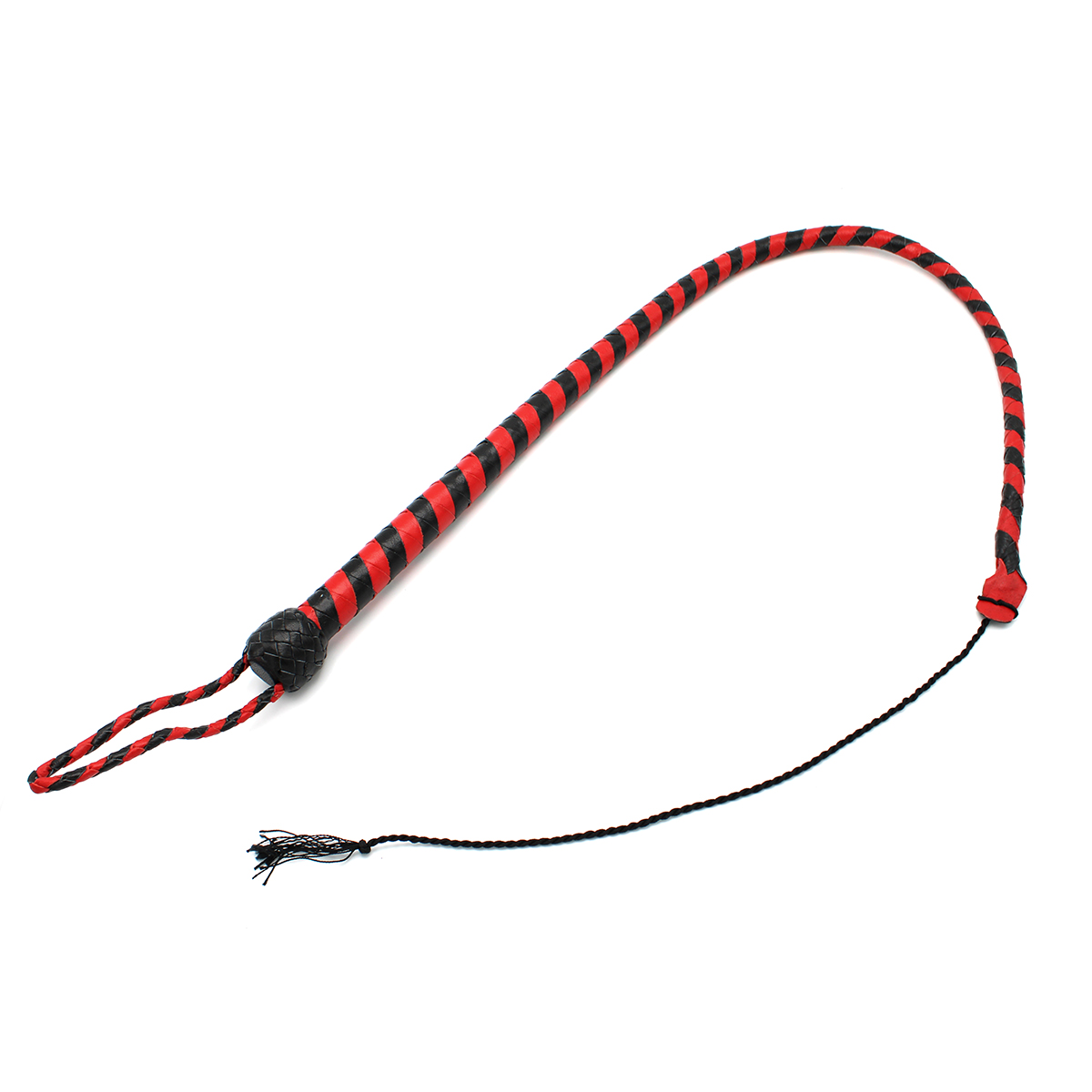 Leather Whip Black & Red 90 cm