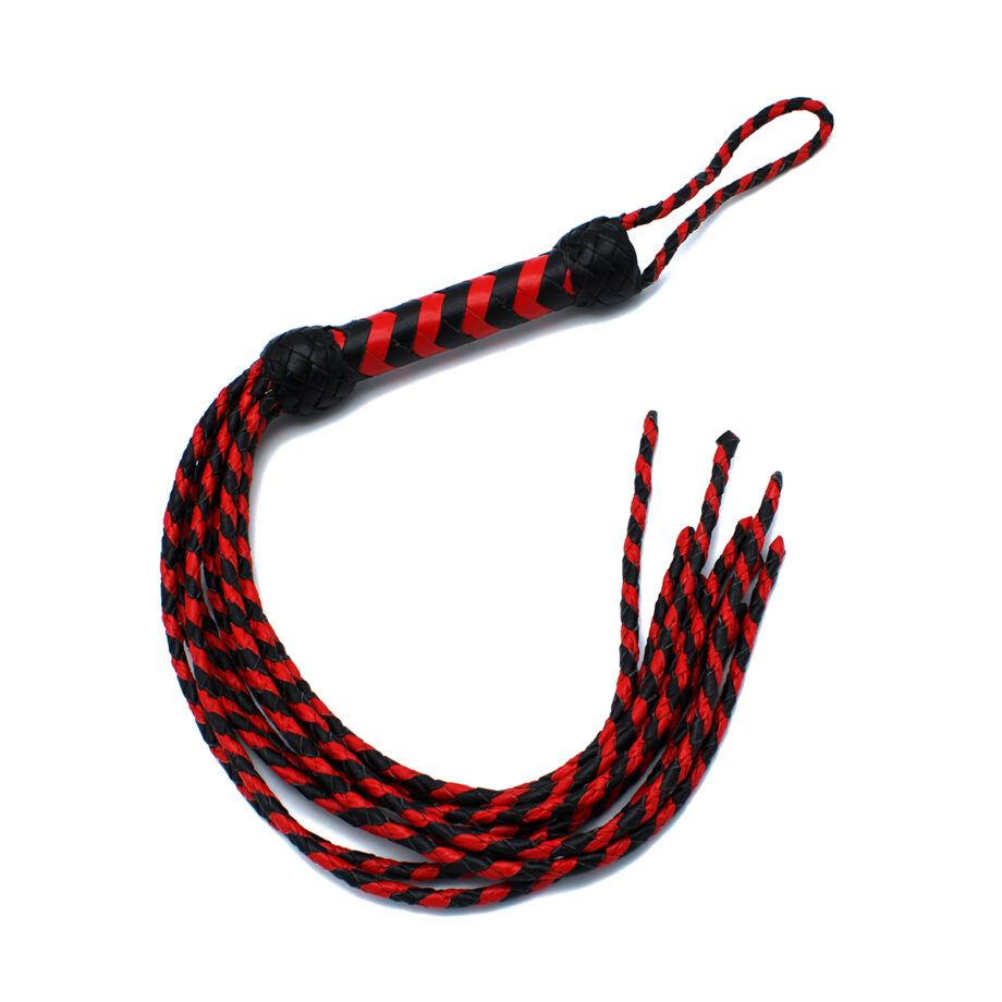 Leather Whip Nine Tails Black & Red