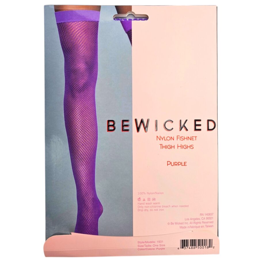 Nylon Fishnet Thigh Highs - PUR / OS