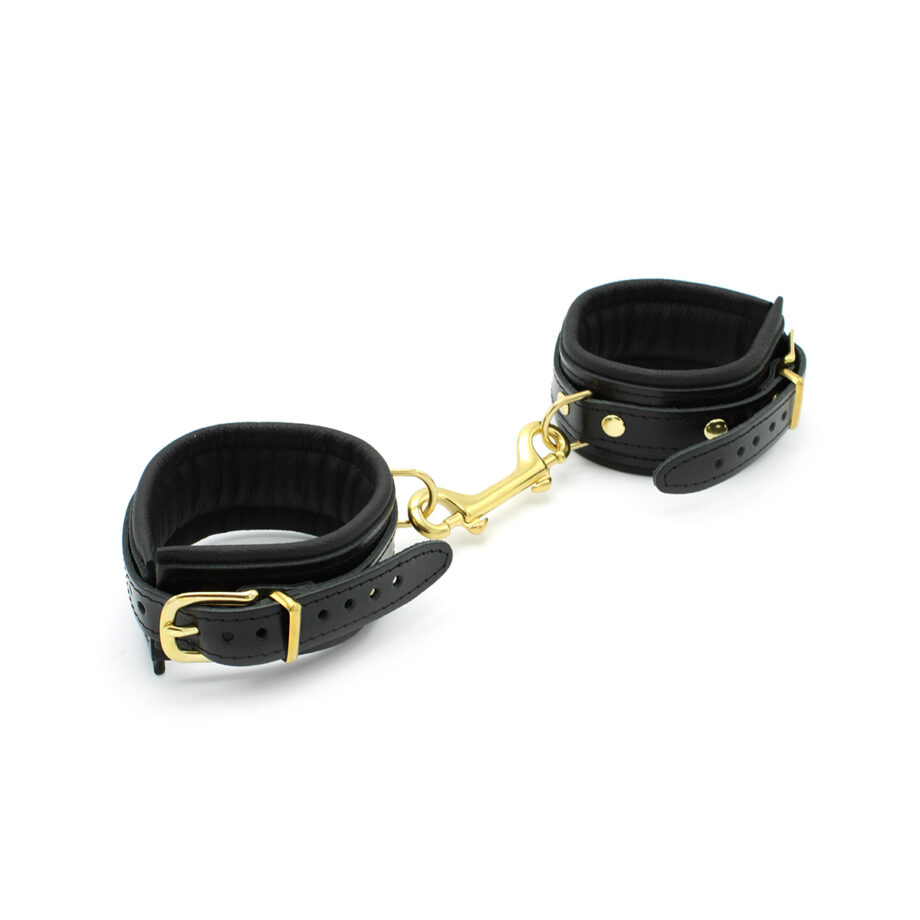 Shiny Black Leather Anklecuffs