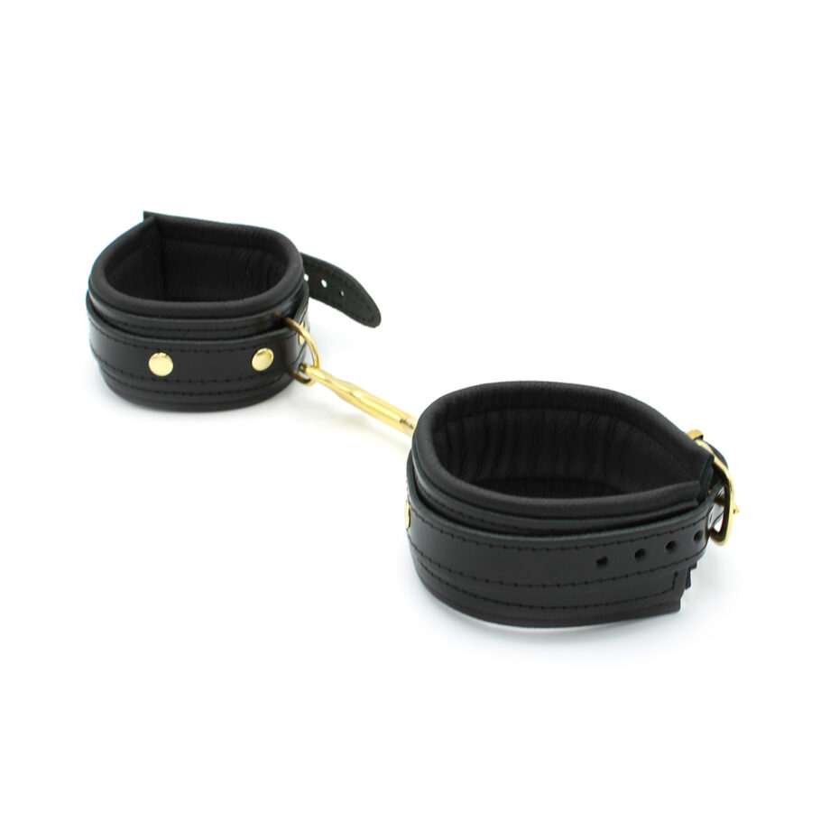 Shiny Black Leather Anklecuffs