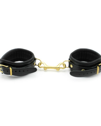 Shiny Black Leather Anklecuffs