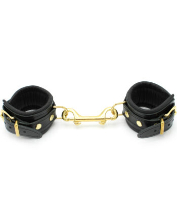 Shiny Black Leather Handcuffs