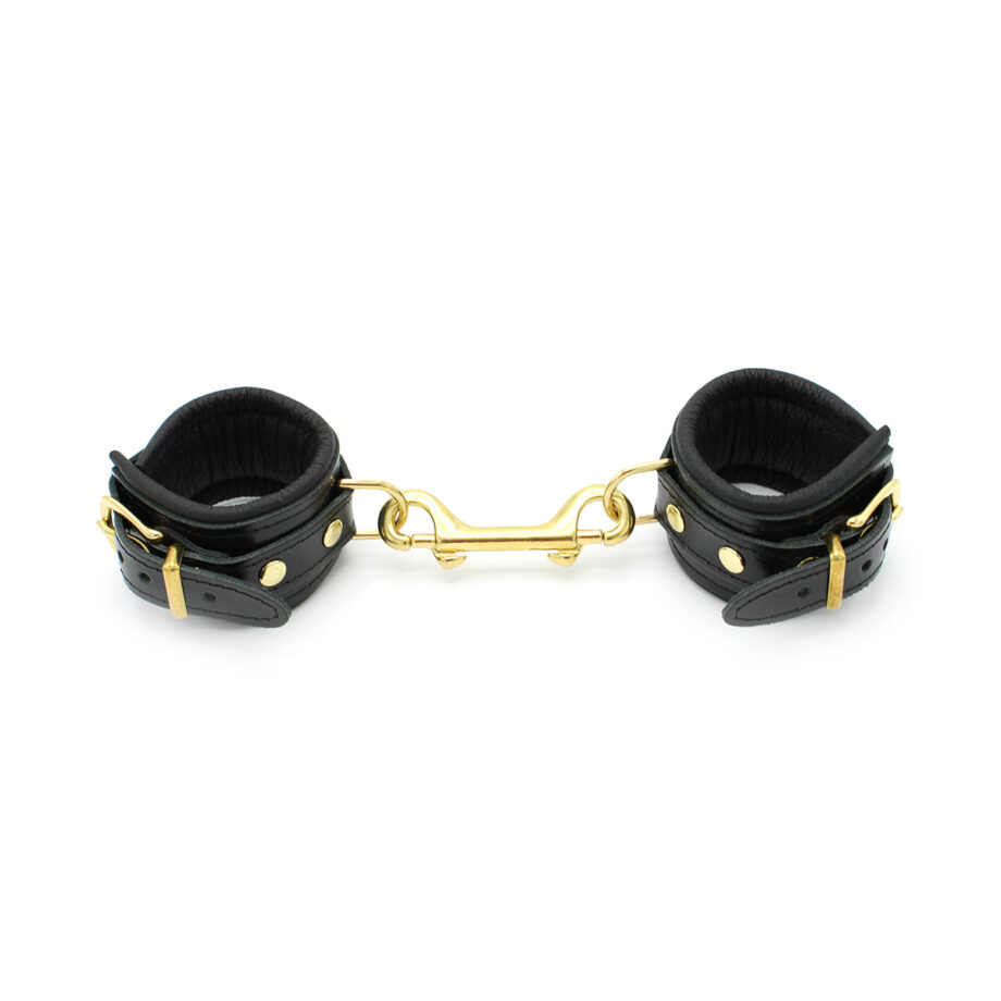 Shiny Black Leather Handcuffs