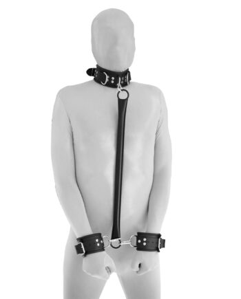 Spreader bar with leather handcuffs and collar