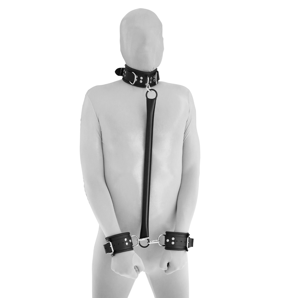 Spreader bar with leather handcuffs and collar