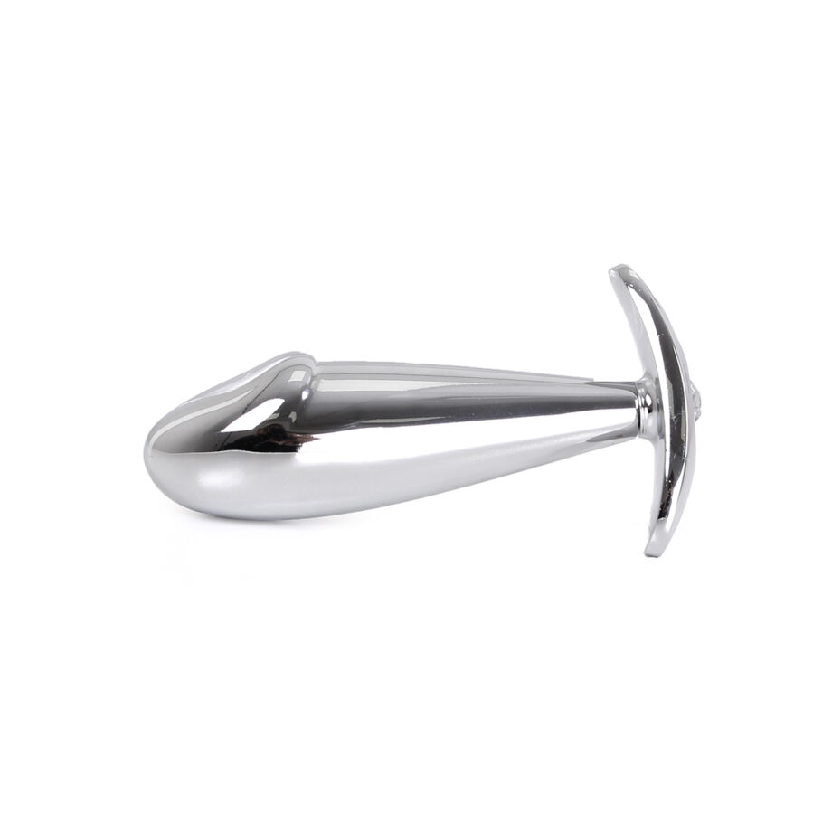 Steel Handle Buttplug Penis with Clear Gem
