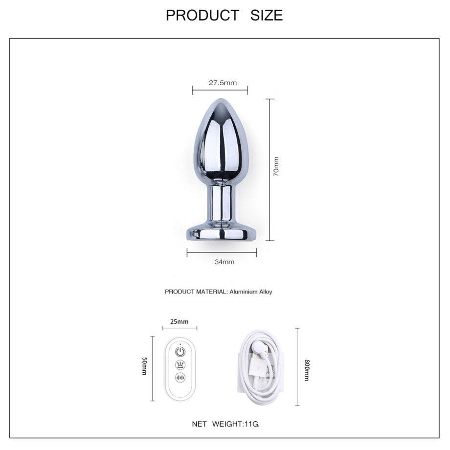 Vibrating Aluminum LED Buttplug Small