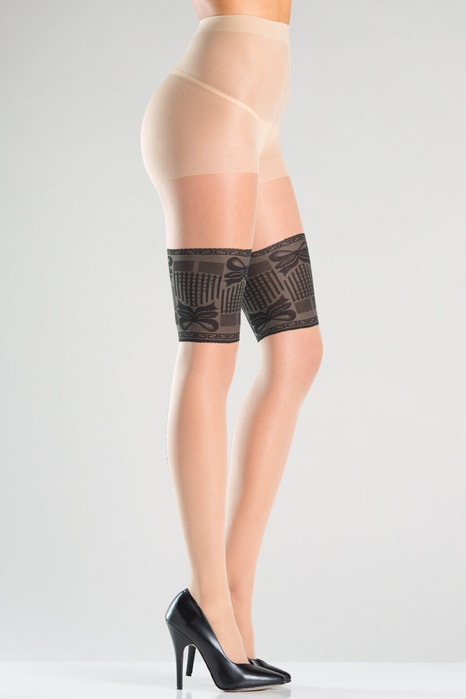 Bow Bands Pantyhose - BLK/ND / OS