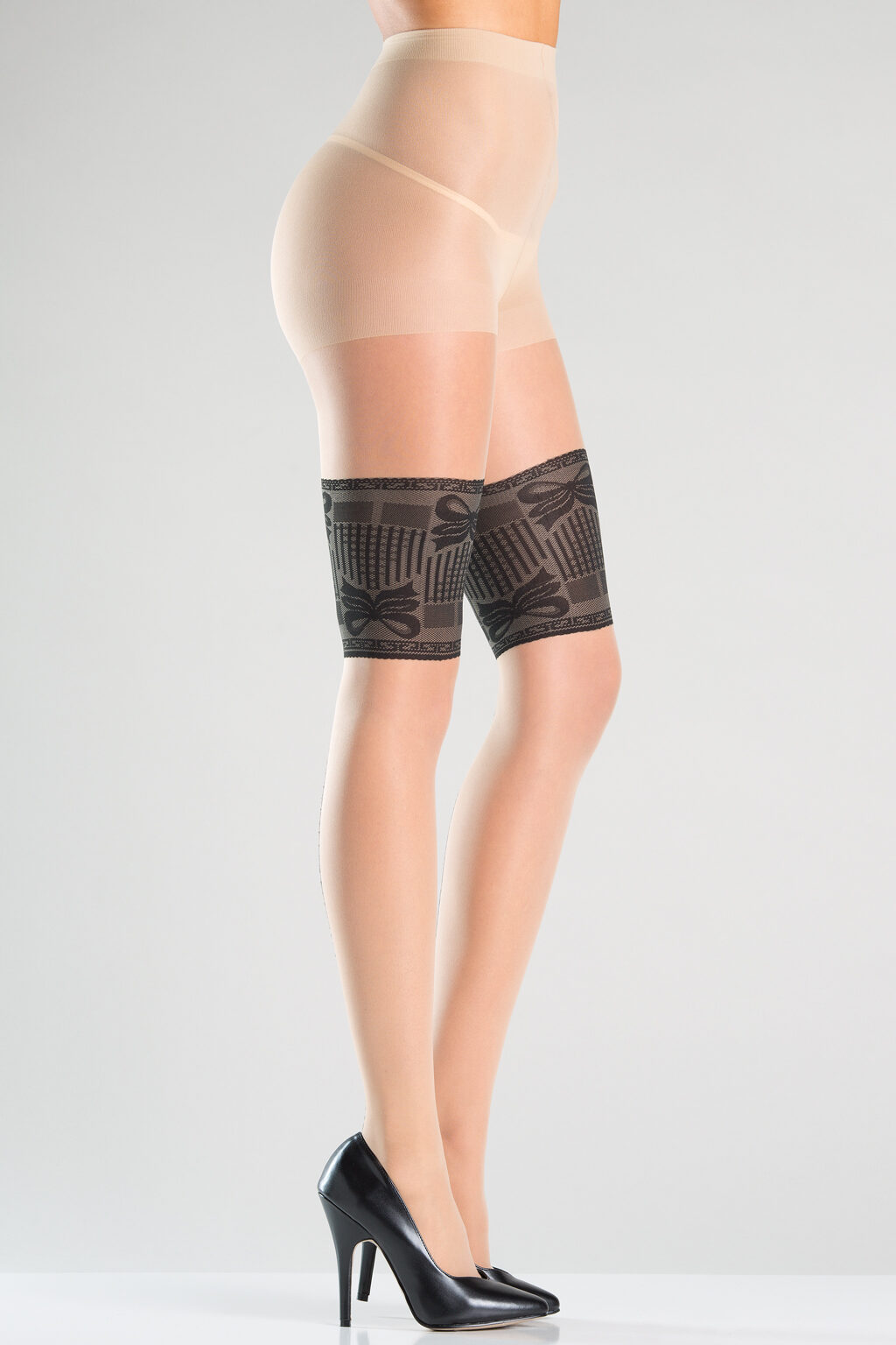 Bow Bands Pantyhose - BLK/ND / OS