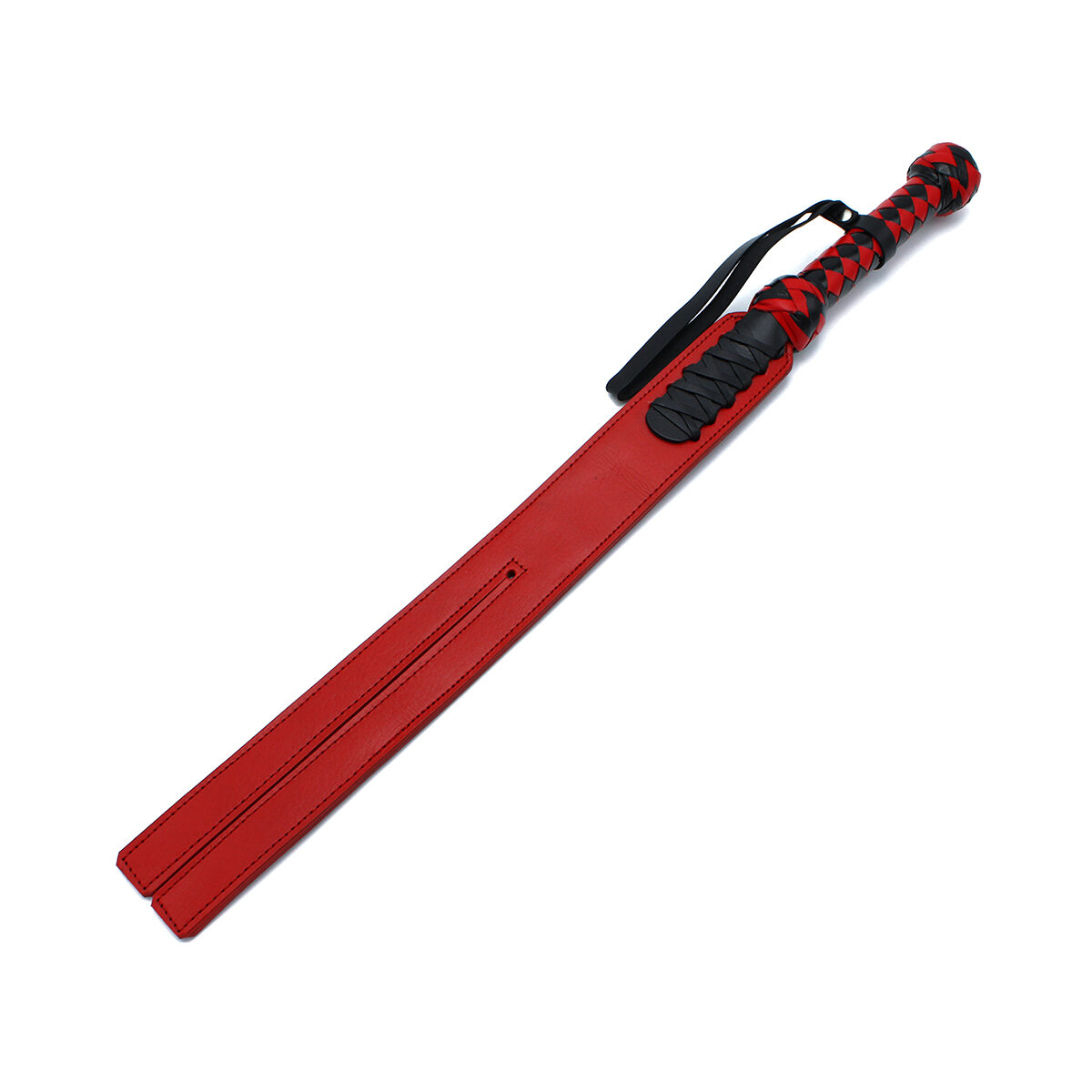 Black & Red Leather Y-Paddle Whip