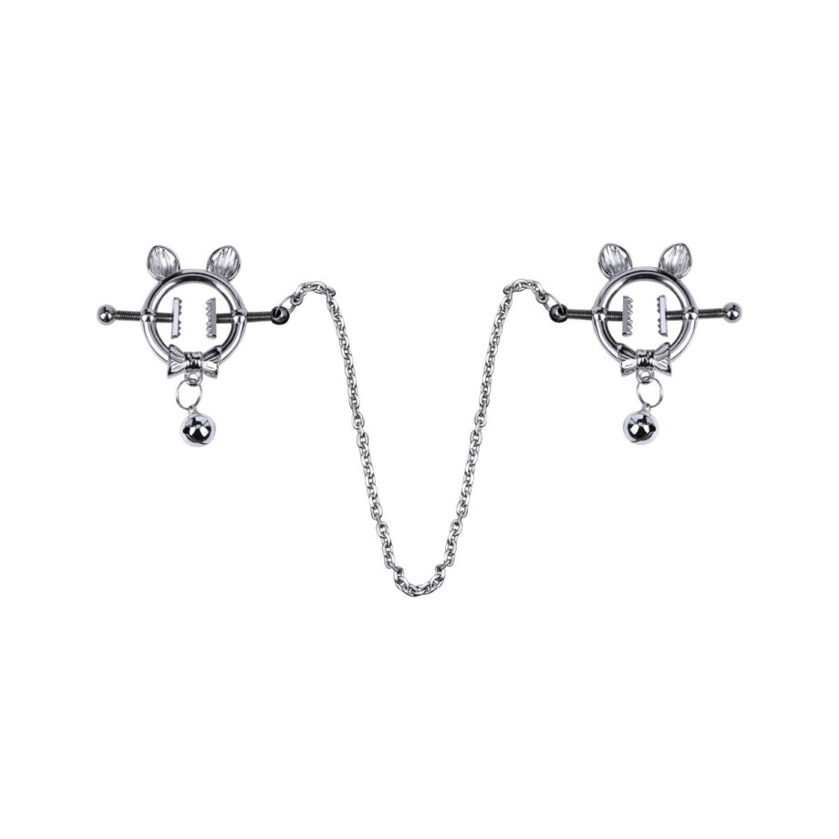 Kitten with Bowtie Nipple Clamps